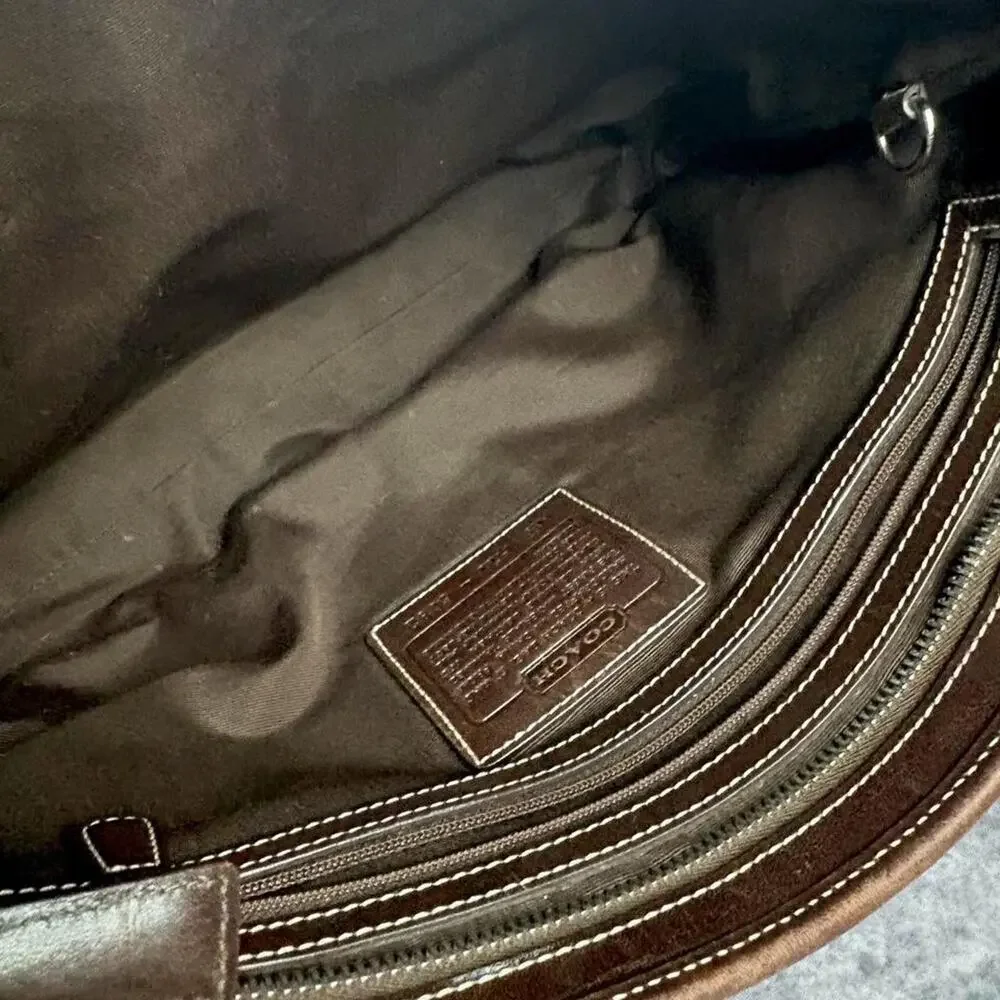 Vintage Coach 6082 Signature C Monogram Khaki Brown Jacquard Tote Bag Y2K